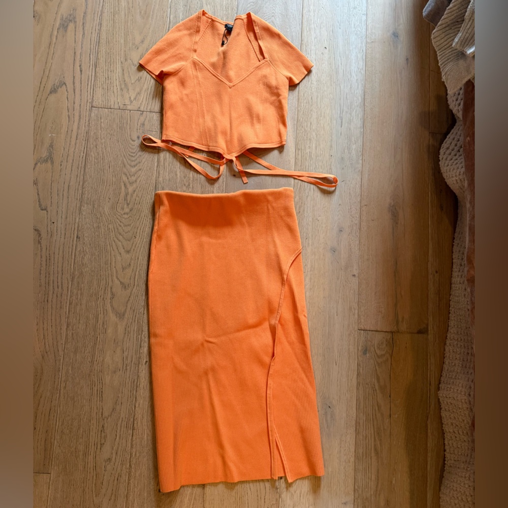 Express Vibrant Orange Skirt Set